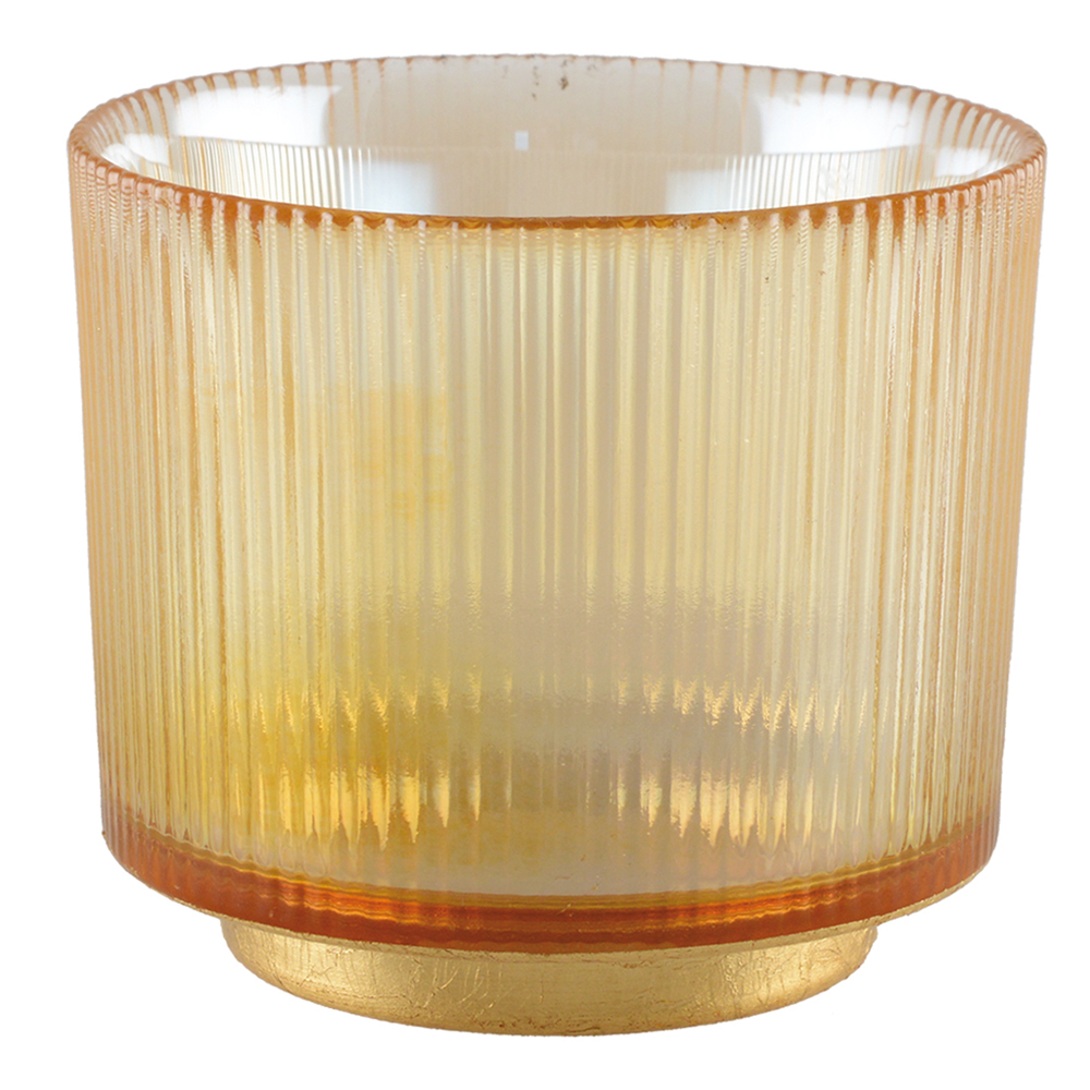 Amber Ribbed Votive - 9 cm