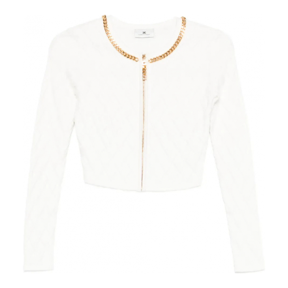 Women's 'Chain-Trim Diamond-Pattern' Cardigan