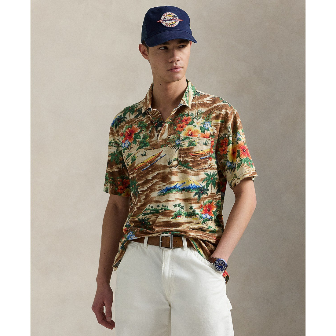 Polo 'Classic-Fit Tropical Linen-Cotton' pour Hommes
