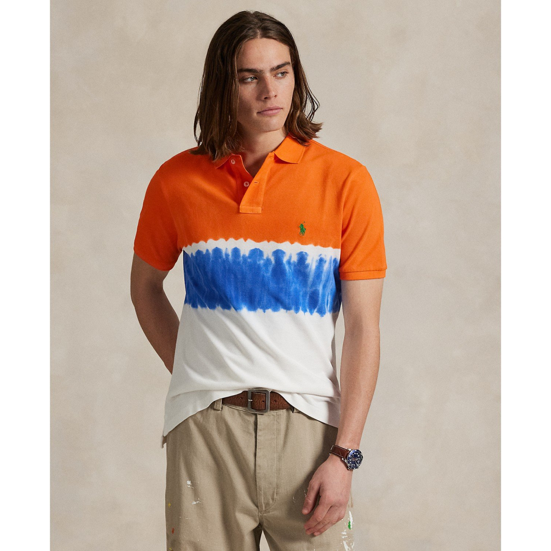 Polo 'Classic-Fit Dip-Dyed Mesh Polo Shirt' pour Hommes