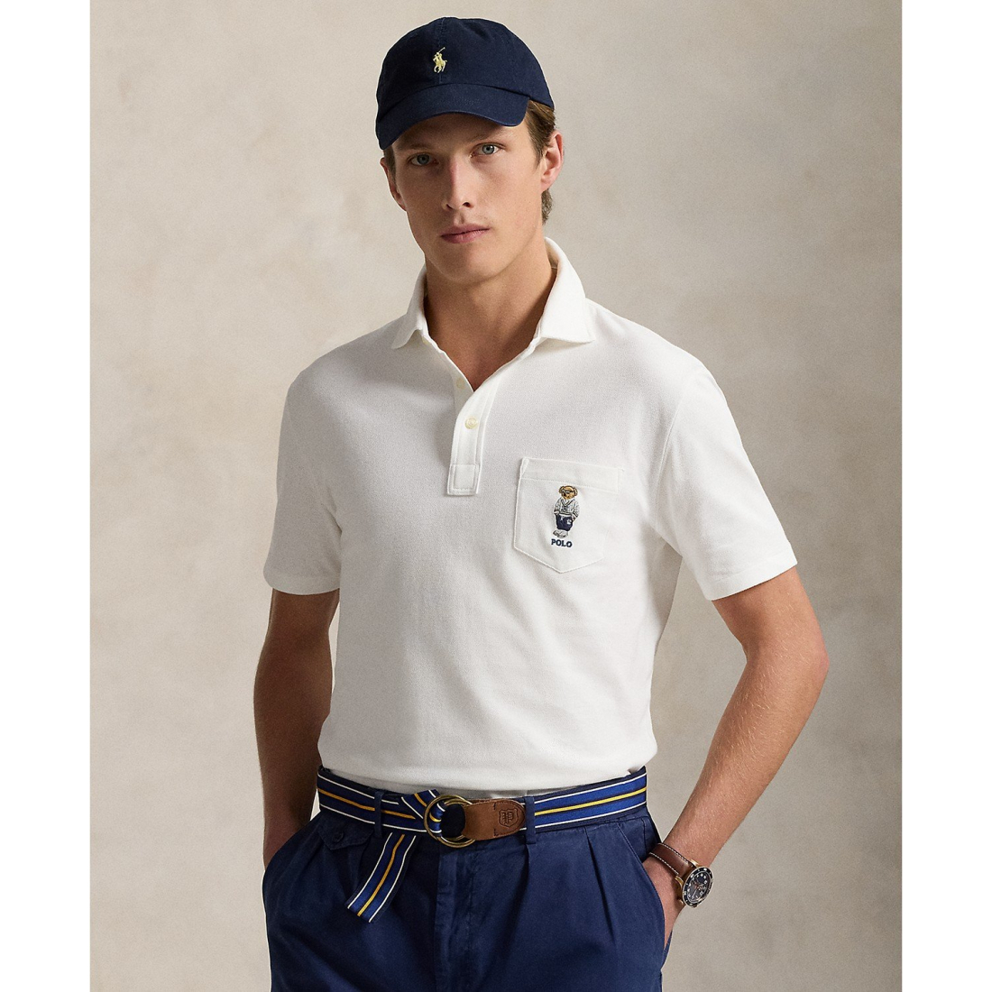 Polo 'Custom Slim Polo Bear Mesh Polo Shirt' pour Hommes