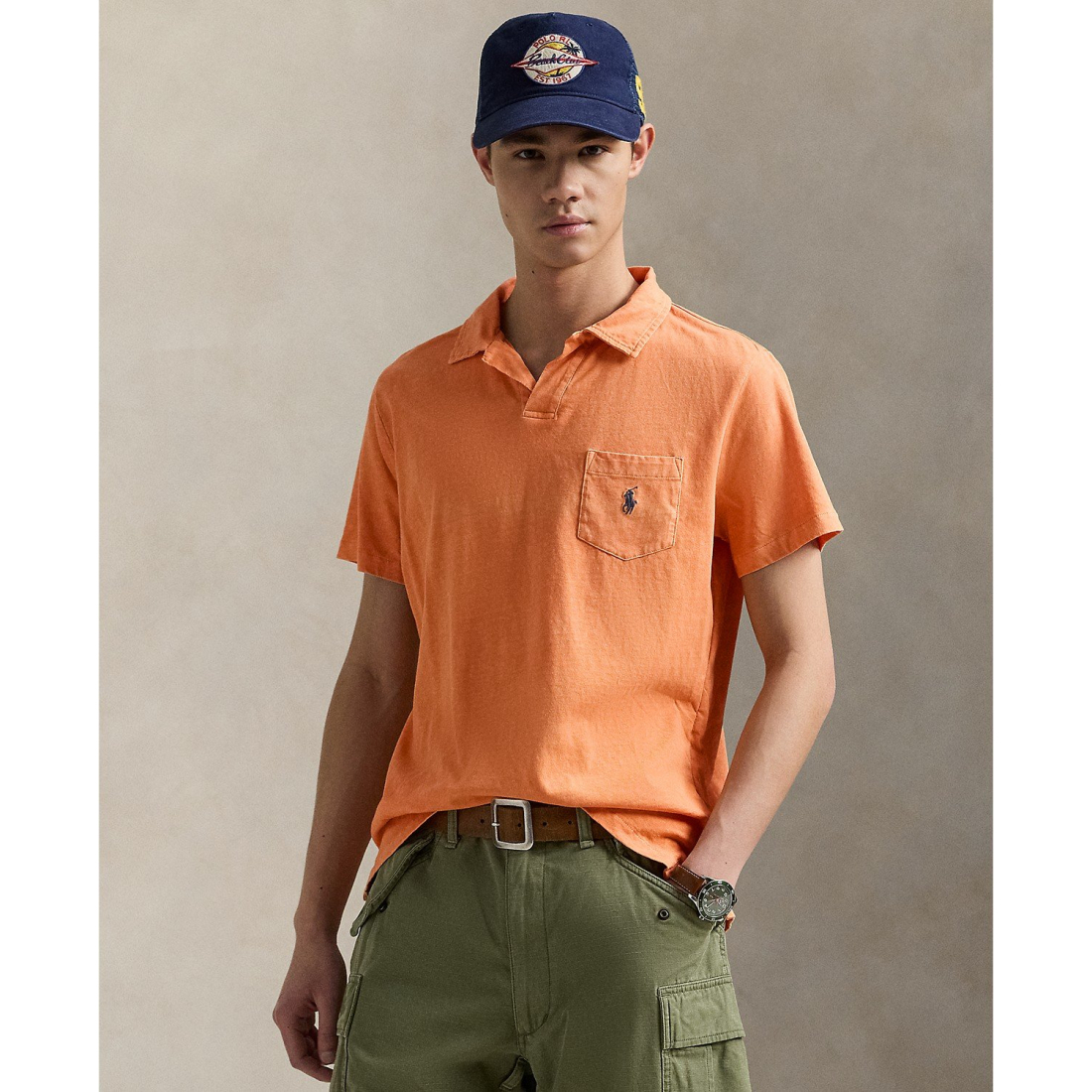 Polo 'Standard Cotton-Linen Jersey Polo Shirt' pour Hommes