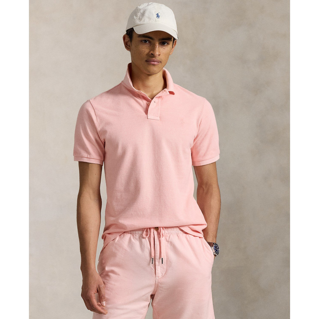Polo 'Classic-Fit Mineral-Dyed Mesh Polo Shirt' pour Hommes
