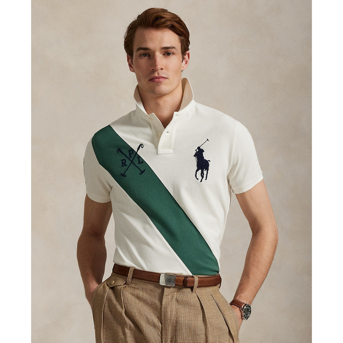 Polo 'Custom Slim Fit Big Pony Mesh Polo Shirt' pour Hommes