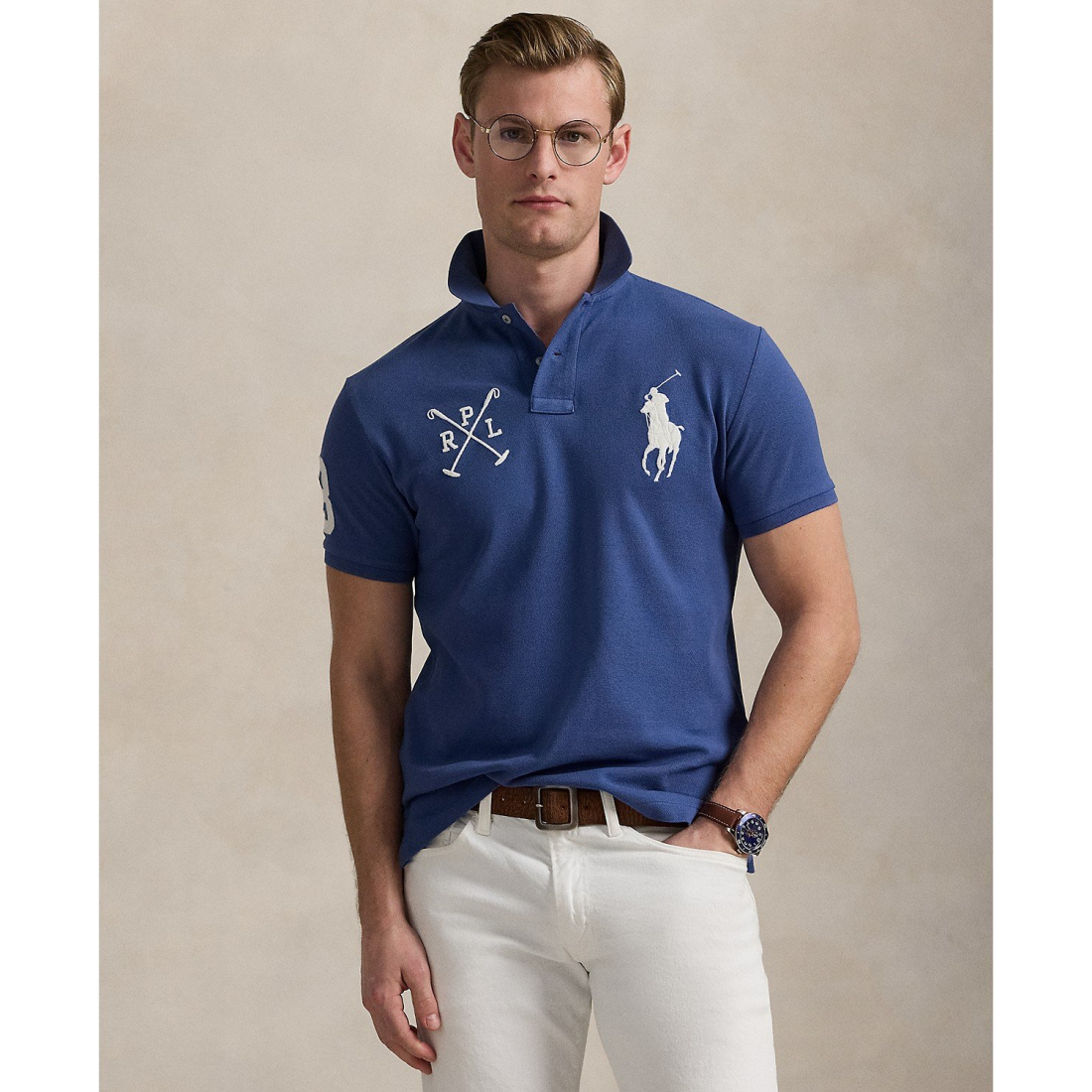 Polo 'Custom Slim Fit Big Pony Mesh Polo Shirt' pour Hommes