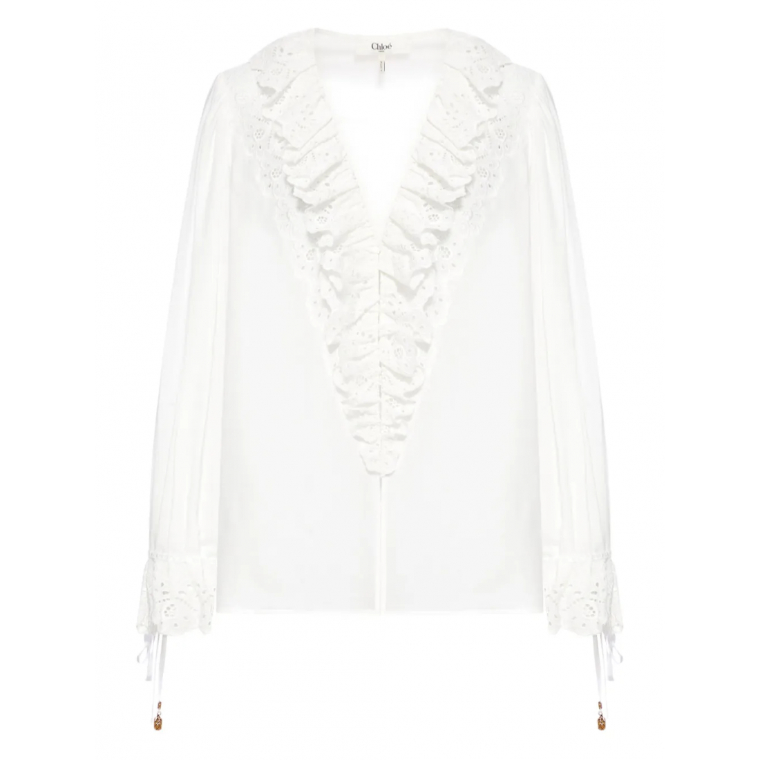 Blouse à manches longues 'Broderie-Anglaise Ruffled' pour Femmes