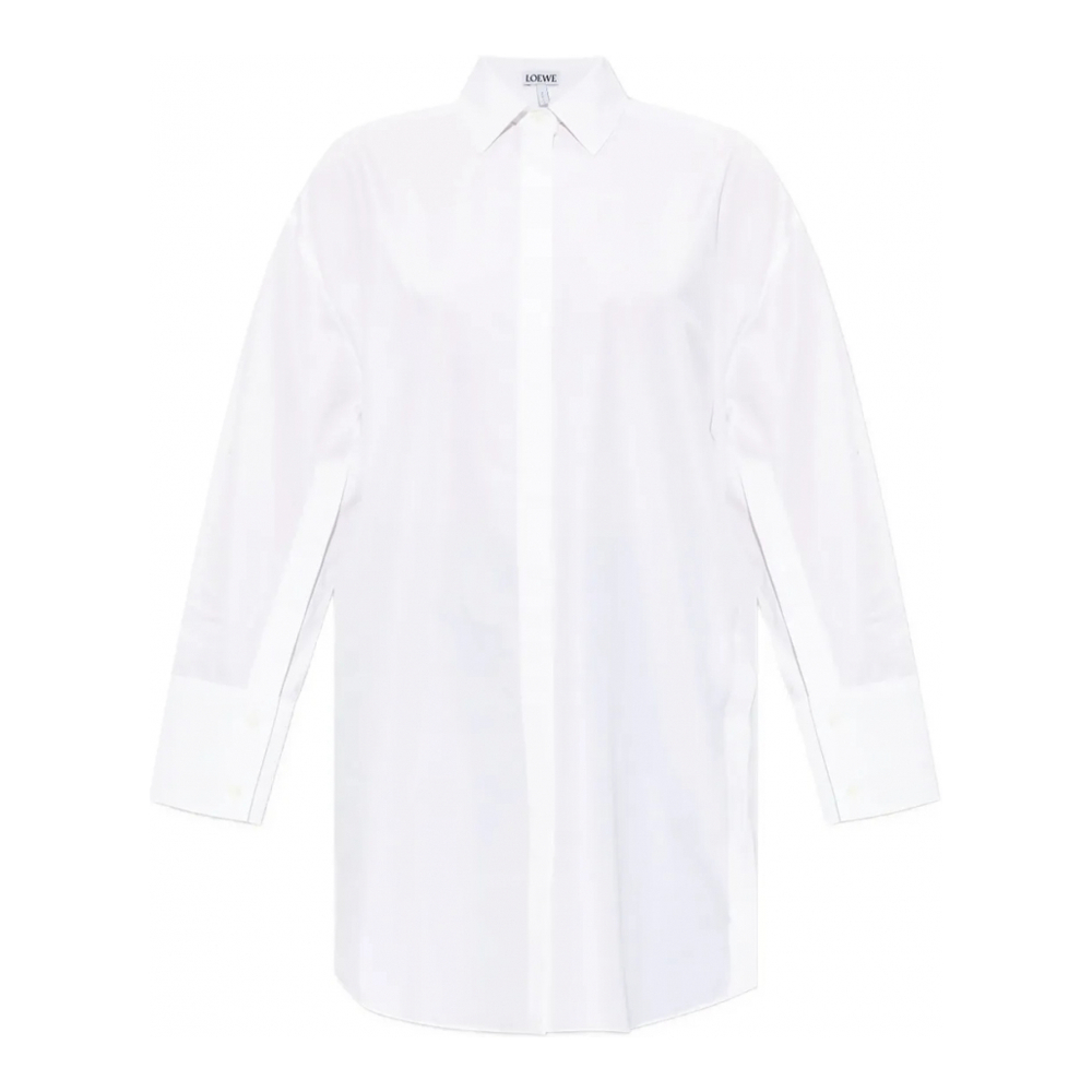 Robe chemise 'Logo-Embroidered Cotton Midi' pour Femmes