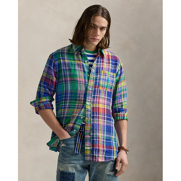 Chemise 'Classic Fit Plaid Linen Fun' pour Hommes