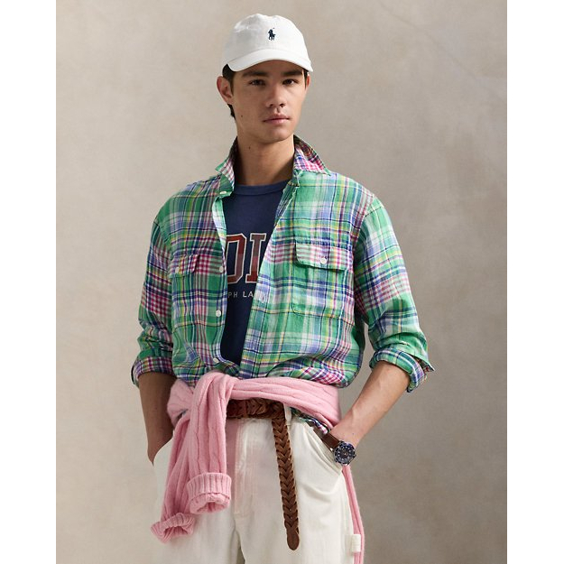 Chemise 'Classic Fit Plaid Linen' pour Hommes