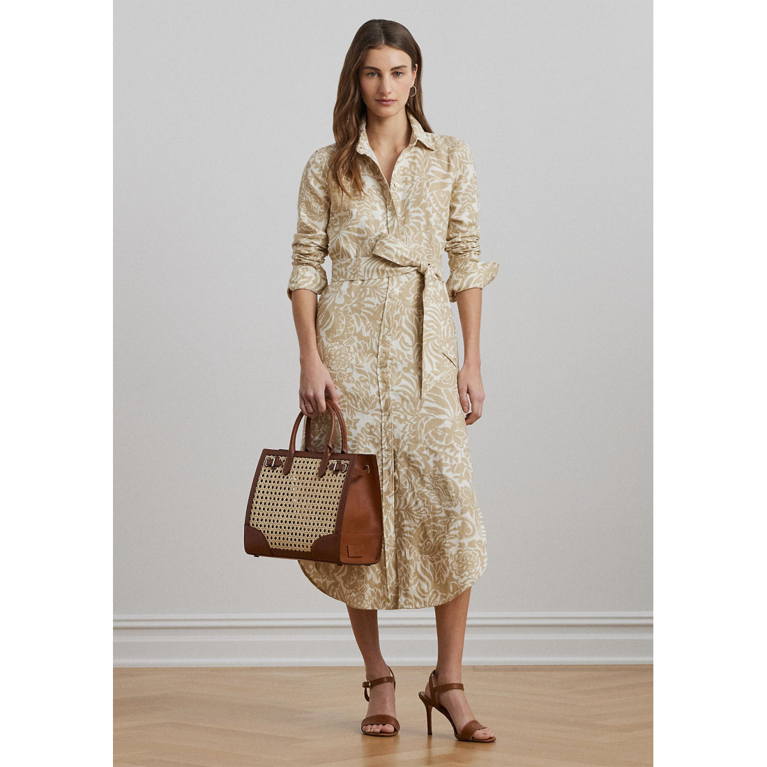 Women's 'Floral Linen' Shirtdress