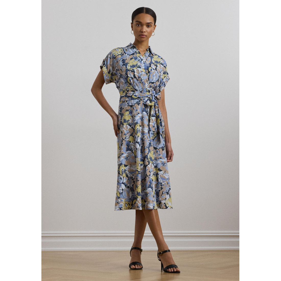 Robe 'Floral Belted Crepe' pour Femmes