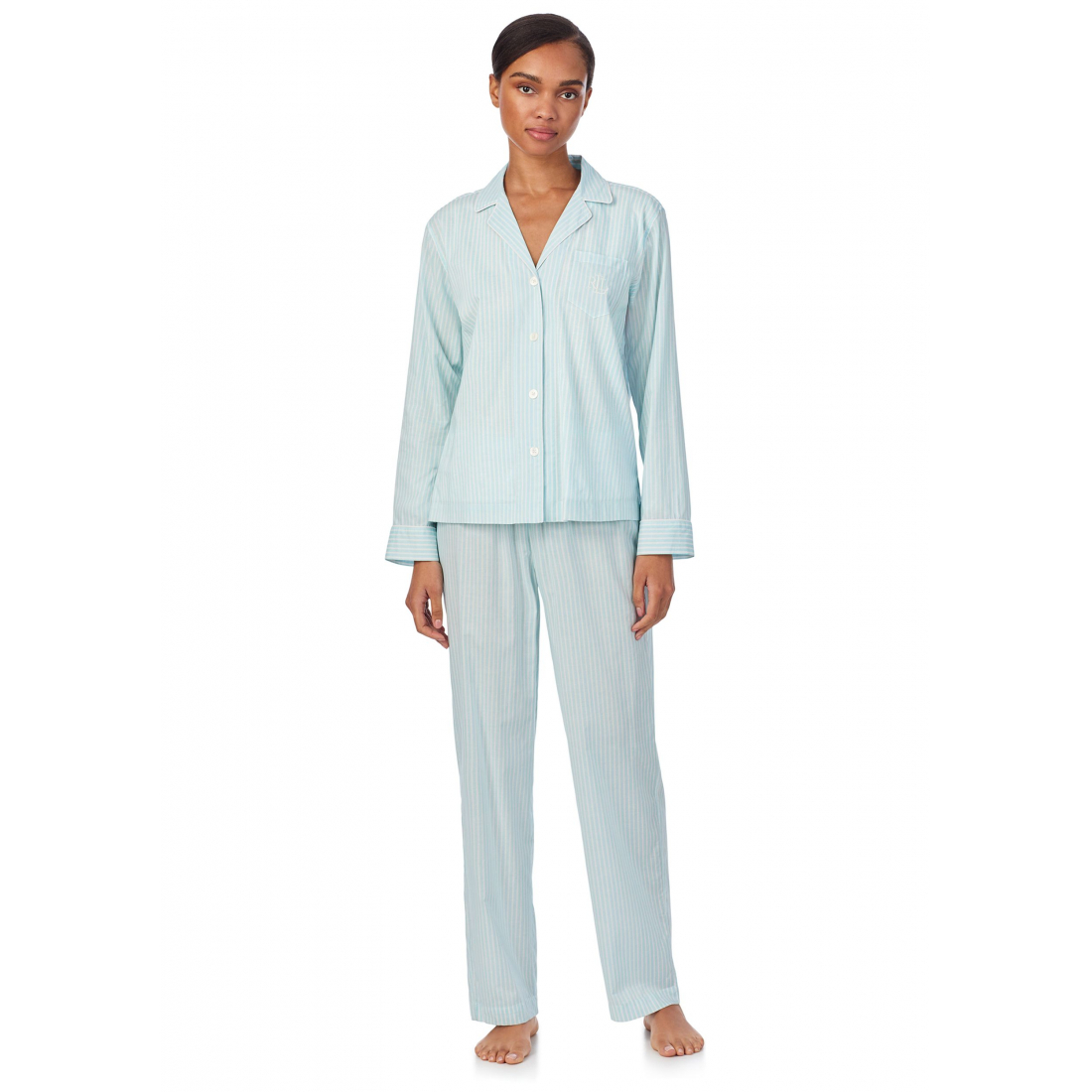 Pyjama Set 'Long Sleeve Notch Collar Long Pant' pour Femmes