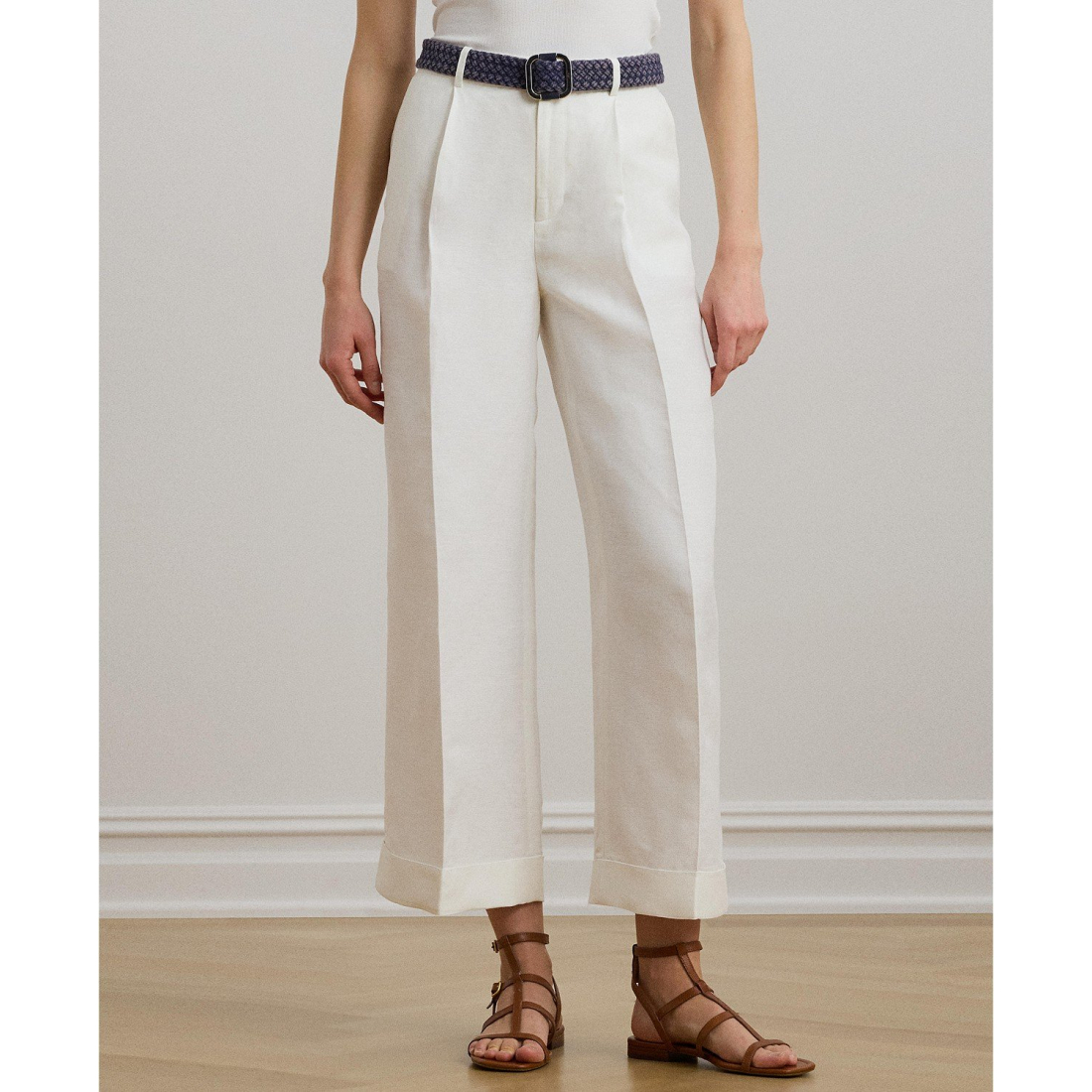 Women's 'Pleated Linen-Blend Twill Wide-Leg' Trousers