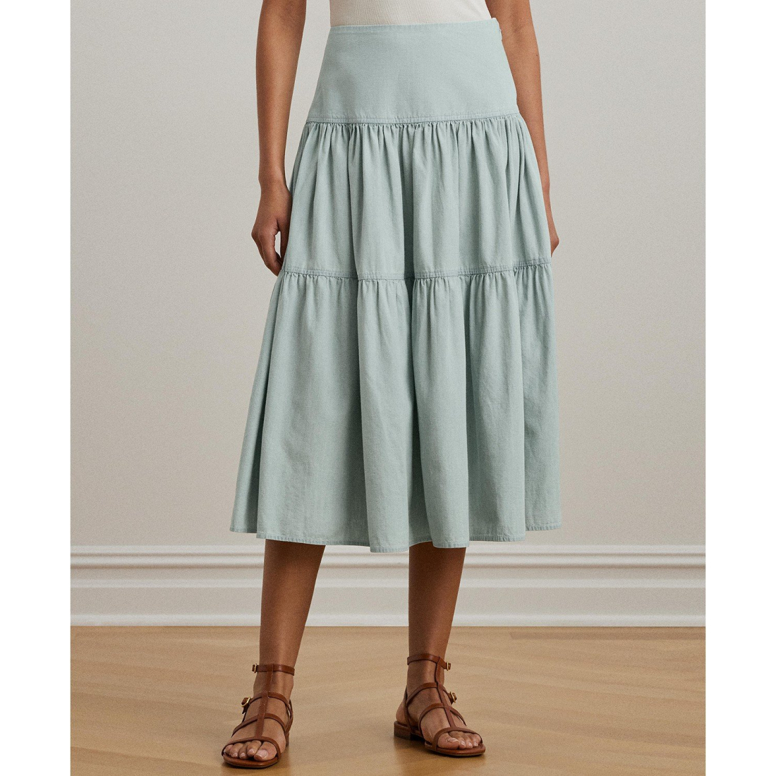 Jupe Midi 'Chambray Tiered' pour Femmes