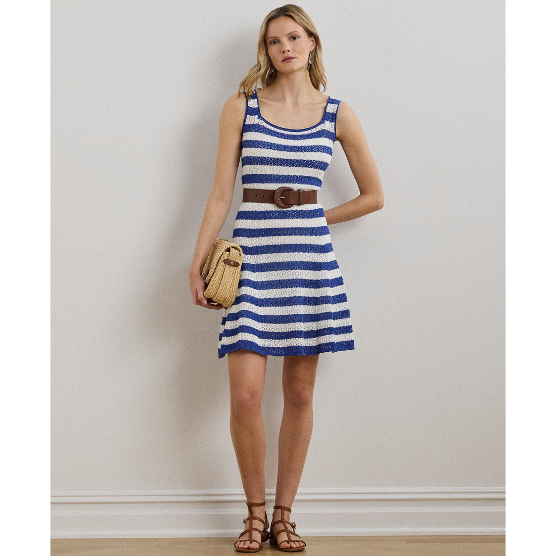 Women's 'Striped Pointelle-Knit' Sweater Dress