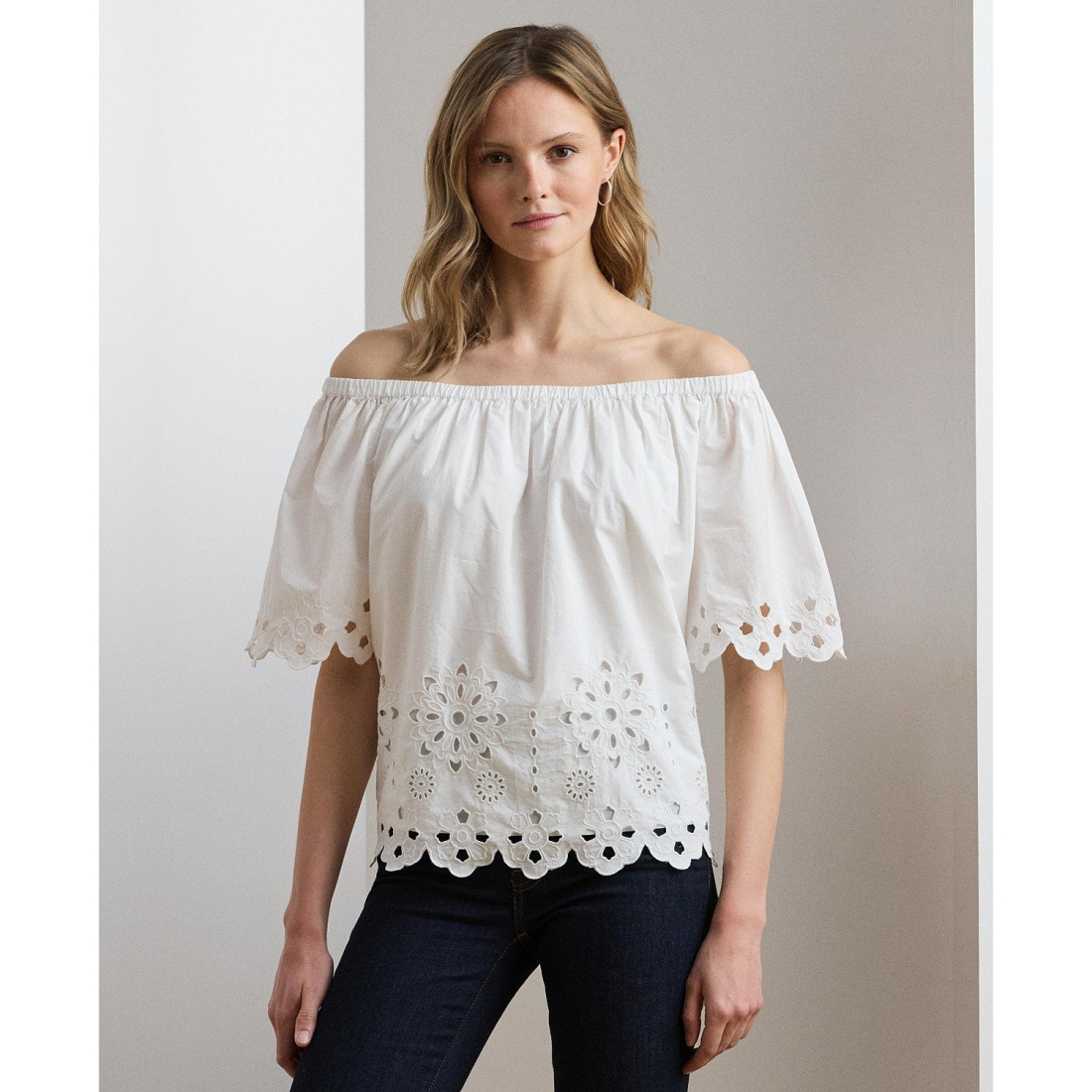 Blouse à épaules dénudées 'Eyelet Cotton' pour Femmes