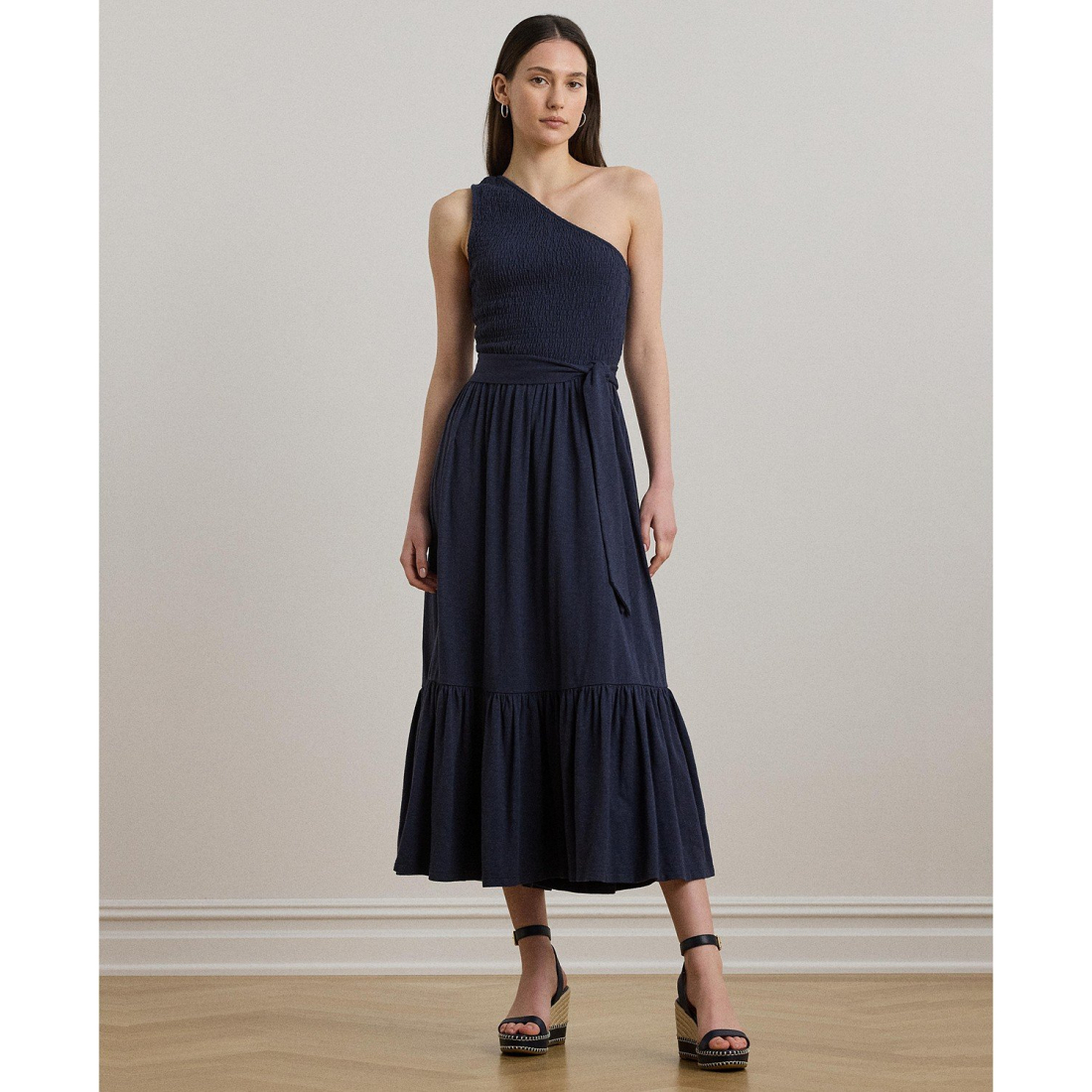 Women's 'Belted Slub Jersey' One Shoulder Dress
