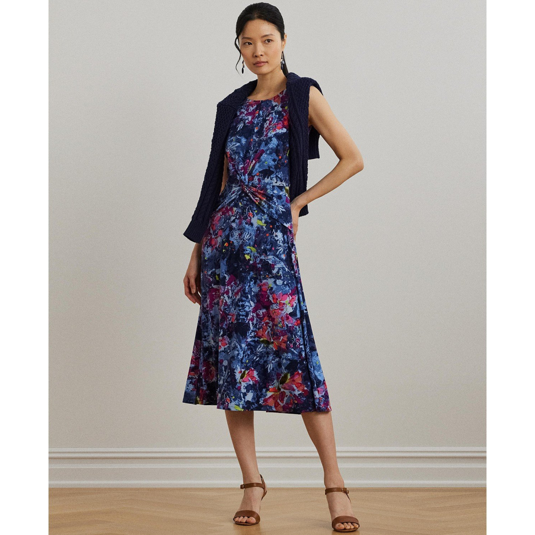 Women's 'Print Twist-Front Jersey' Midi Dress