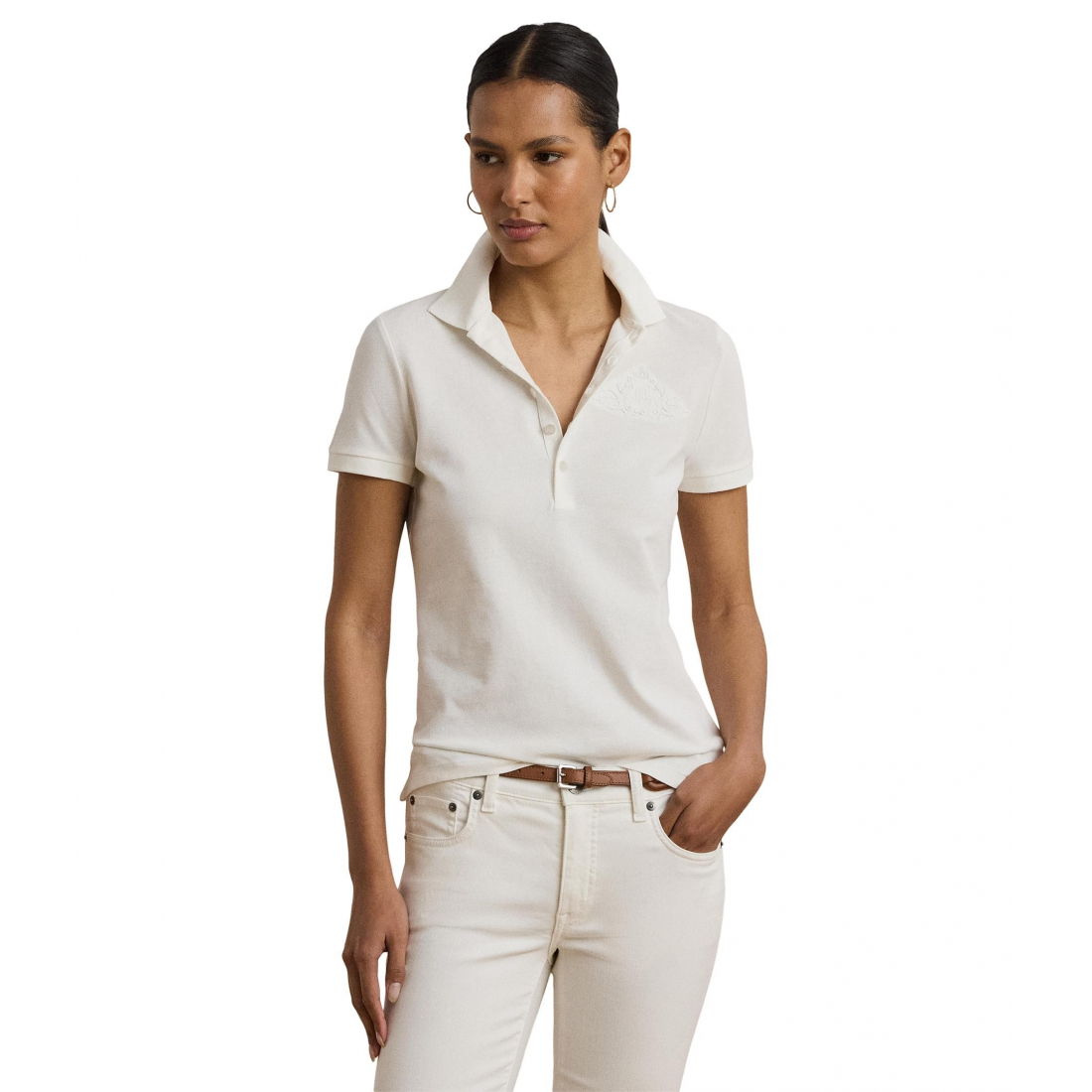 Polo 'Floral-Logo Cotton Piqué Polo Shirt' pour Femmes