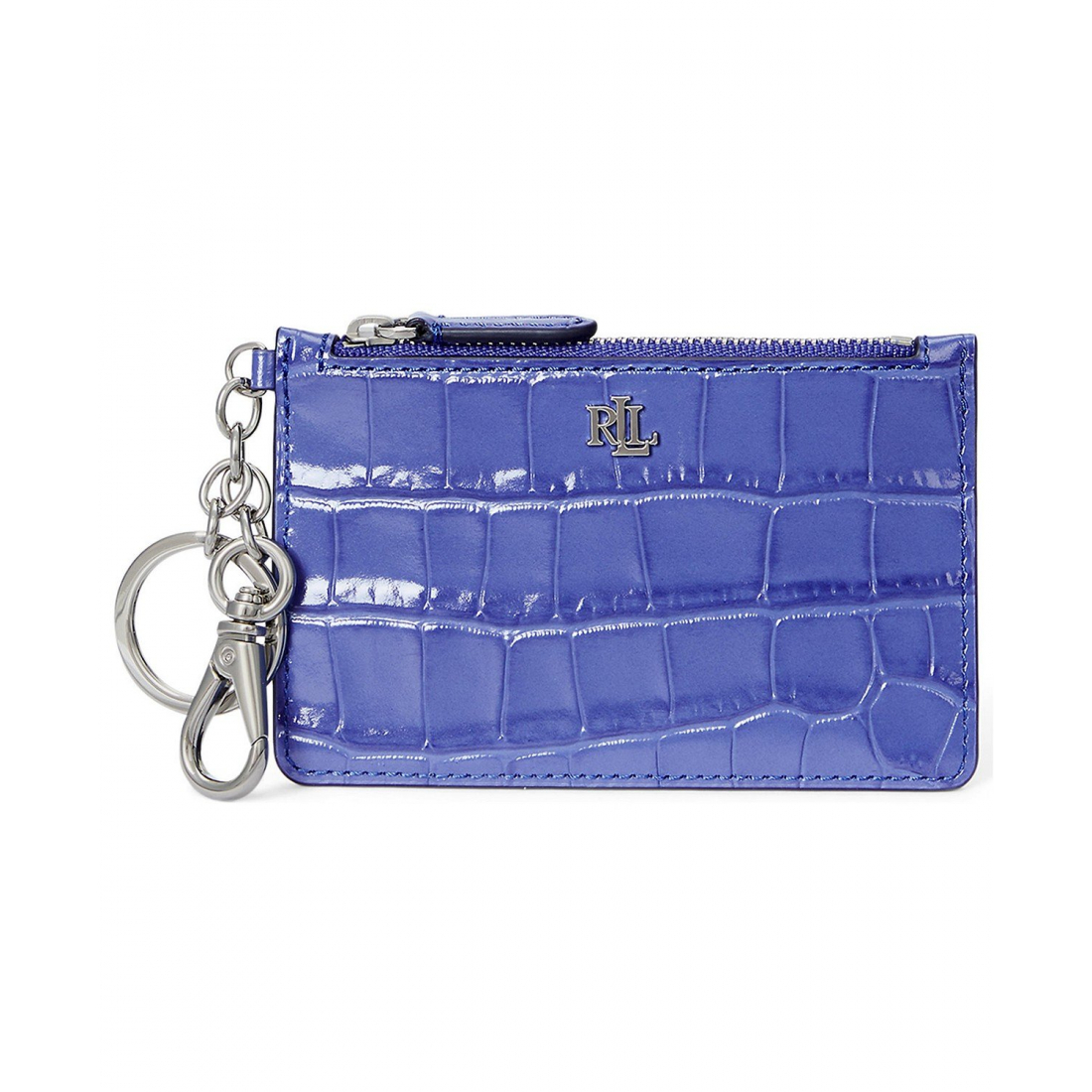 Women's 'Croc-Embossed Leather Zip' Card case