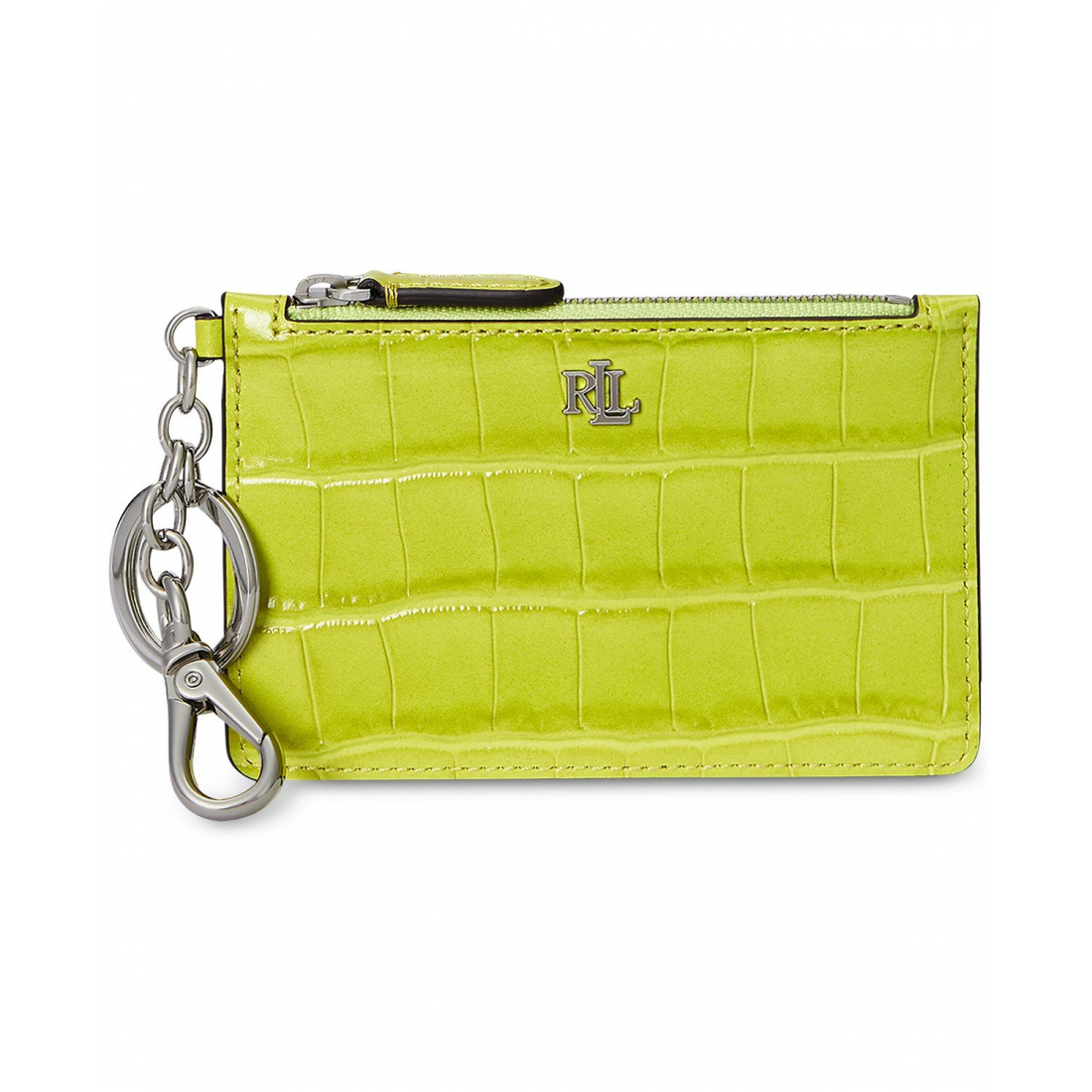 Women's 'Croc-Embossed Leather Zip' Card case
