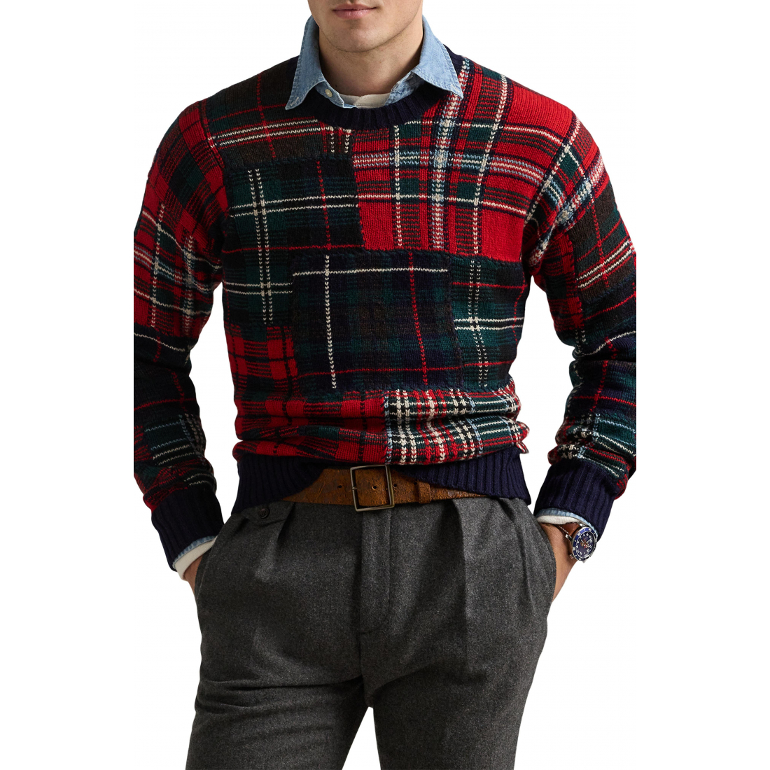 Pull 'Patchwork Plaid' pour Hommes