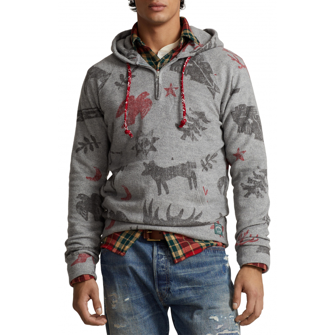 Sweatshirt à capuche  'Brushed Fleece Half Zip' pour Hommes