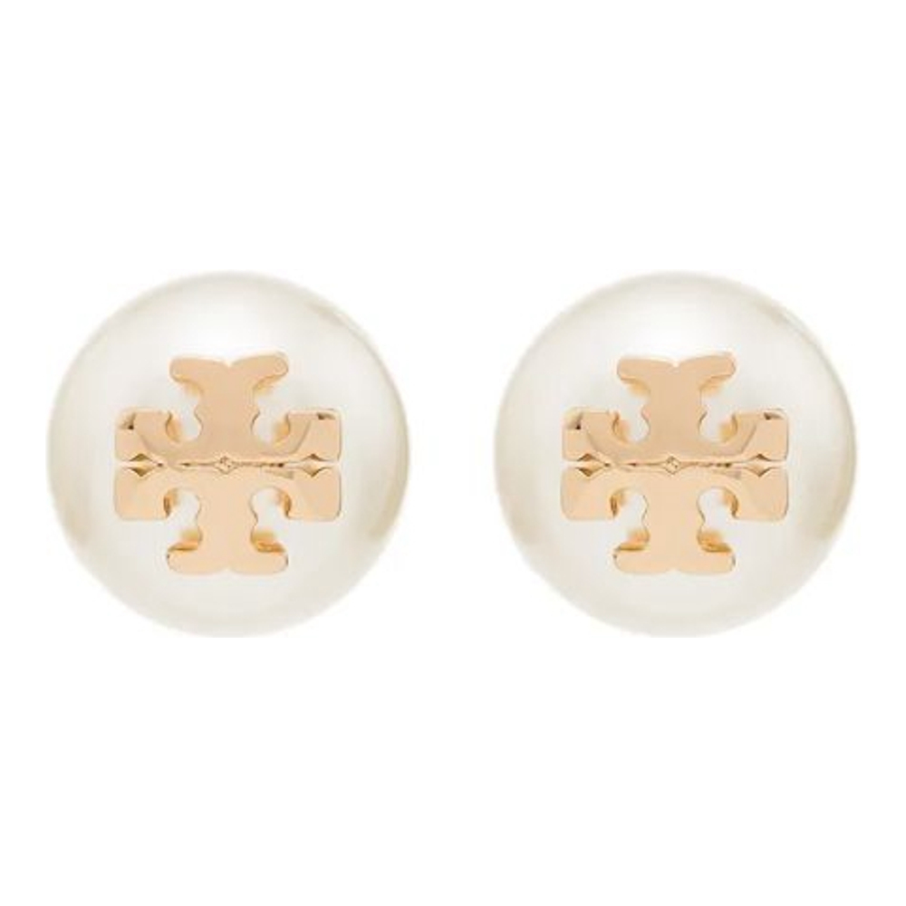 'Logo-Plaque Pearl Stud' Ohrringe für Damen