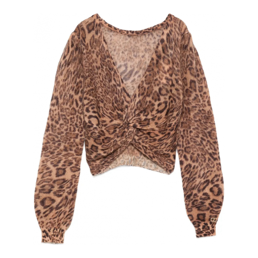 Pull 'Leopard Print Twist-Front' pour Femmes