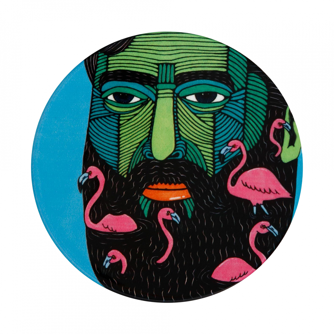 6er-Set Flamingomann - Runder Untersetzer 10,5 cm - Mulga