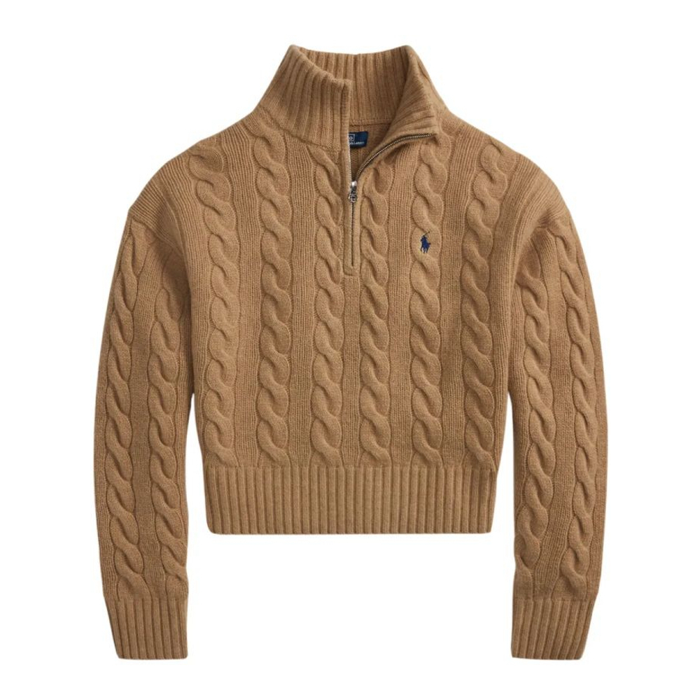 Pull en cachemire 'Cable-Knit Mock-Neck' pour Femmes