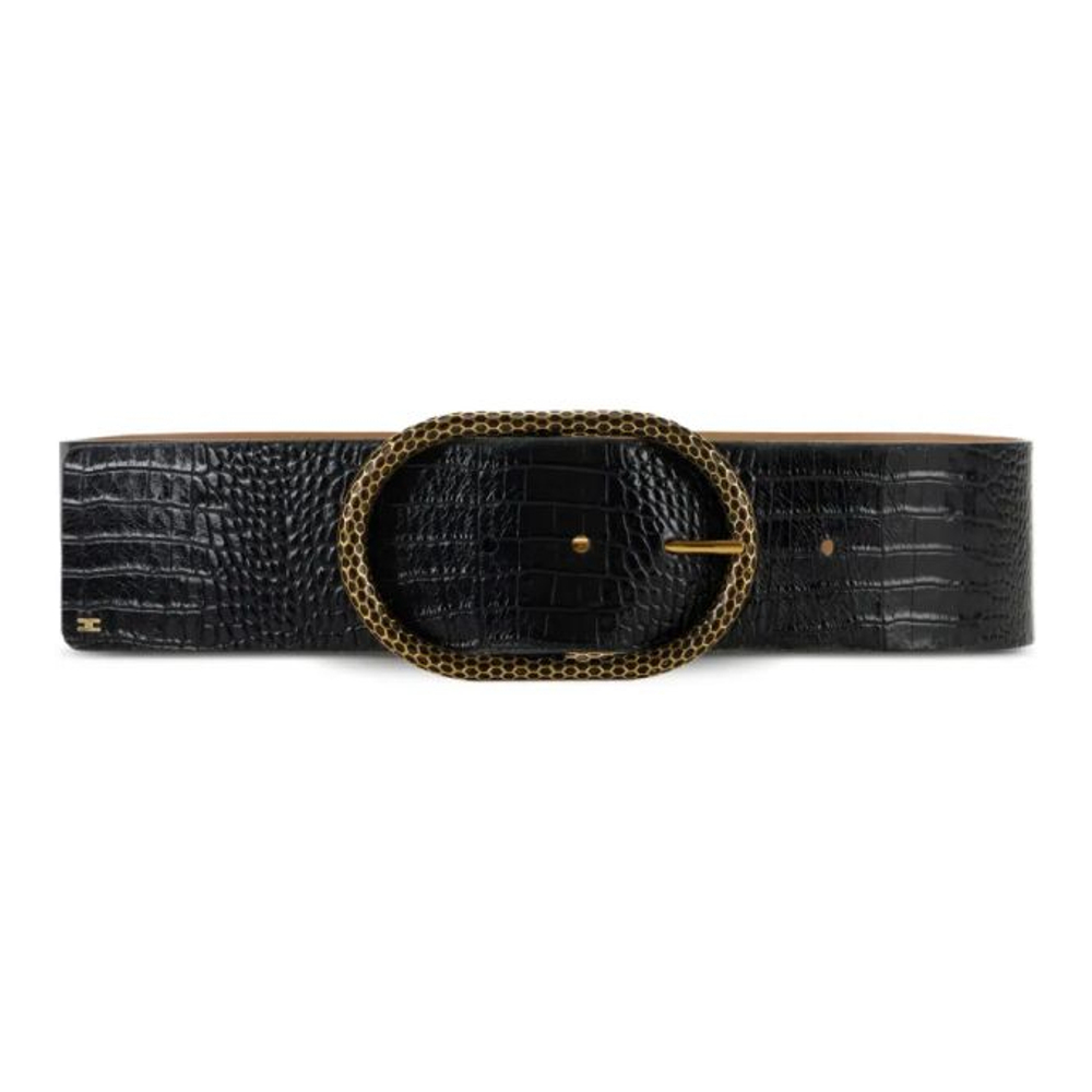 Ceinture 'Crocodile-Effect Oval-Buckle' pour Femmes