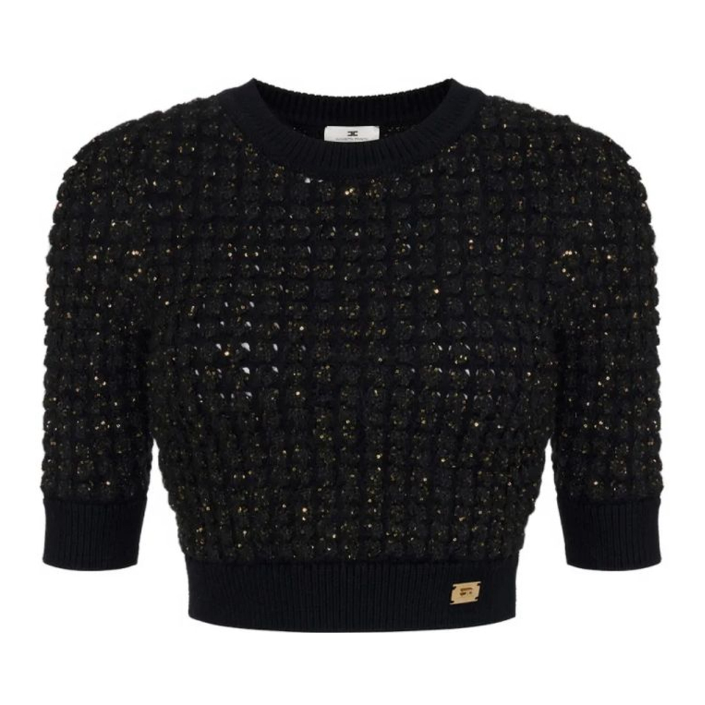 Women's 'Sequin-Embellished' Crop Sweater