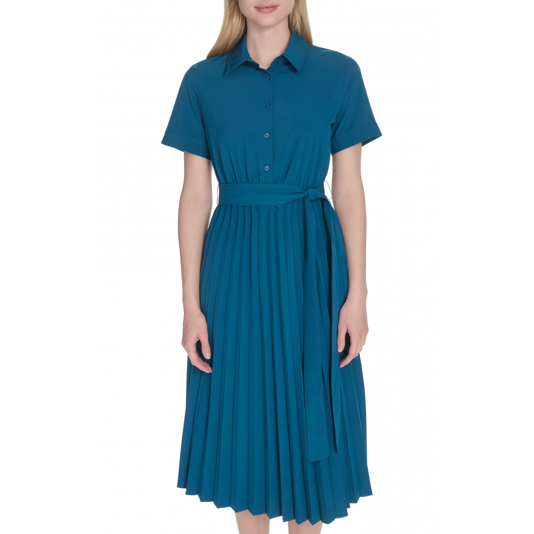 Robe chemise 'Short Sleeve Pleated' pour Femmes