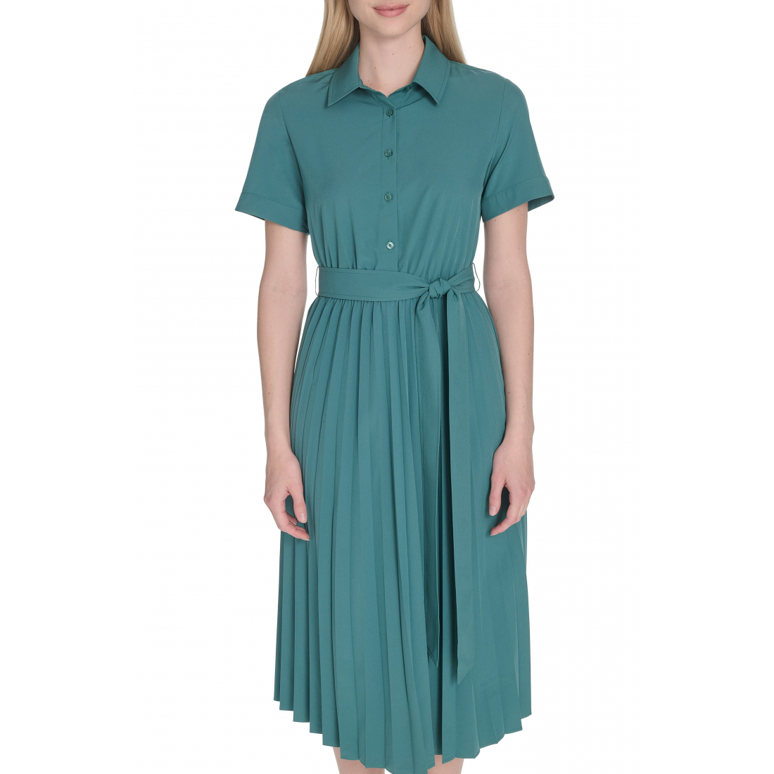 Robe chemise 'Short Sleeve Pleated' pour Femmes