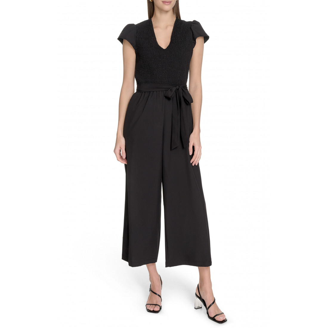 'Smocked Wide Leg' Latzhose für Damen