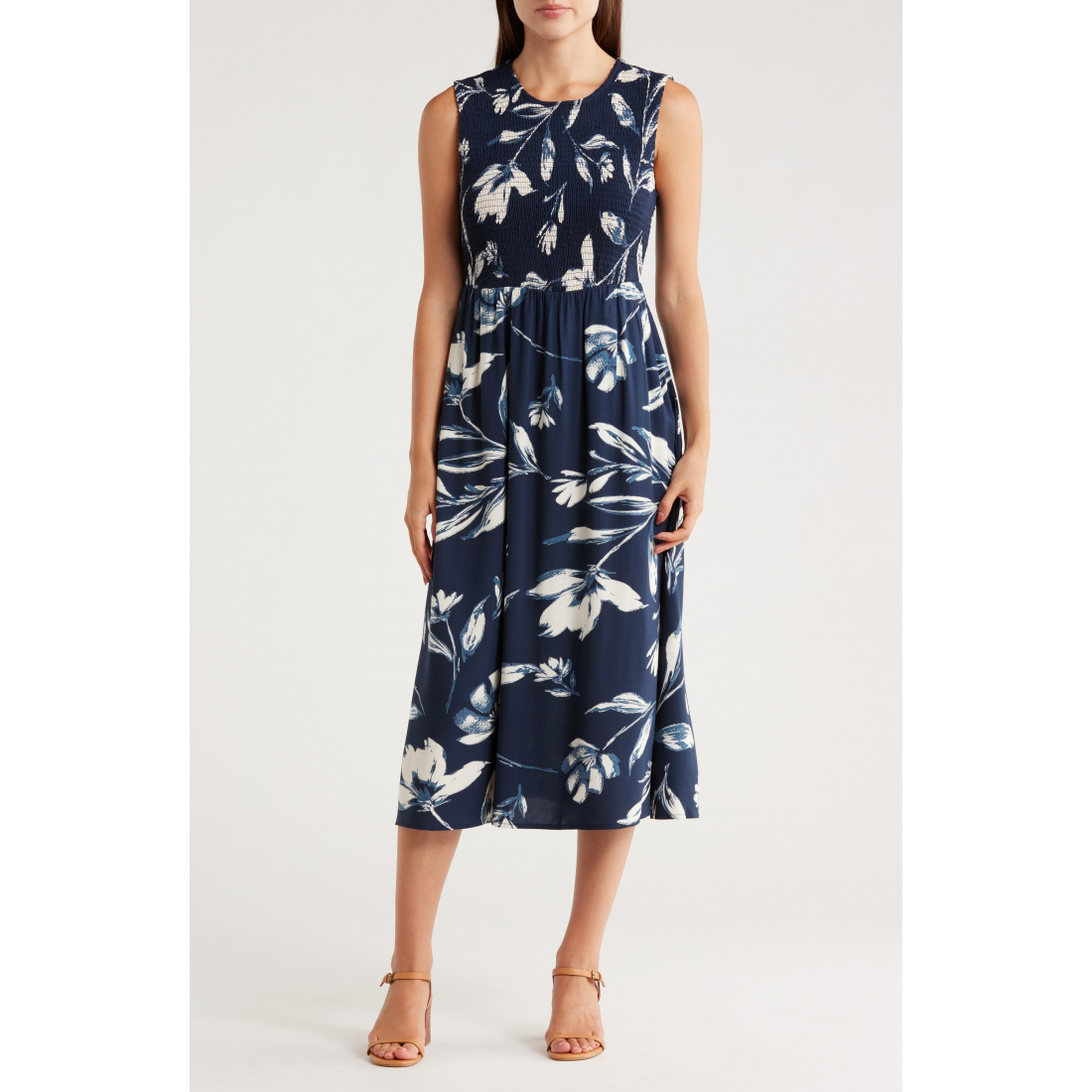 Robe Midi 'Floral Smocked' pour Femmes