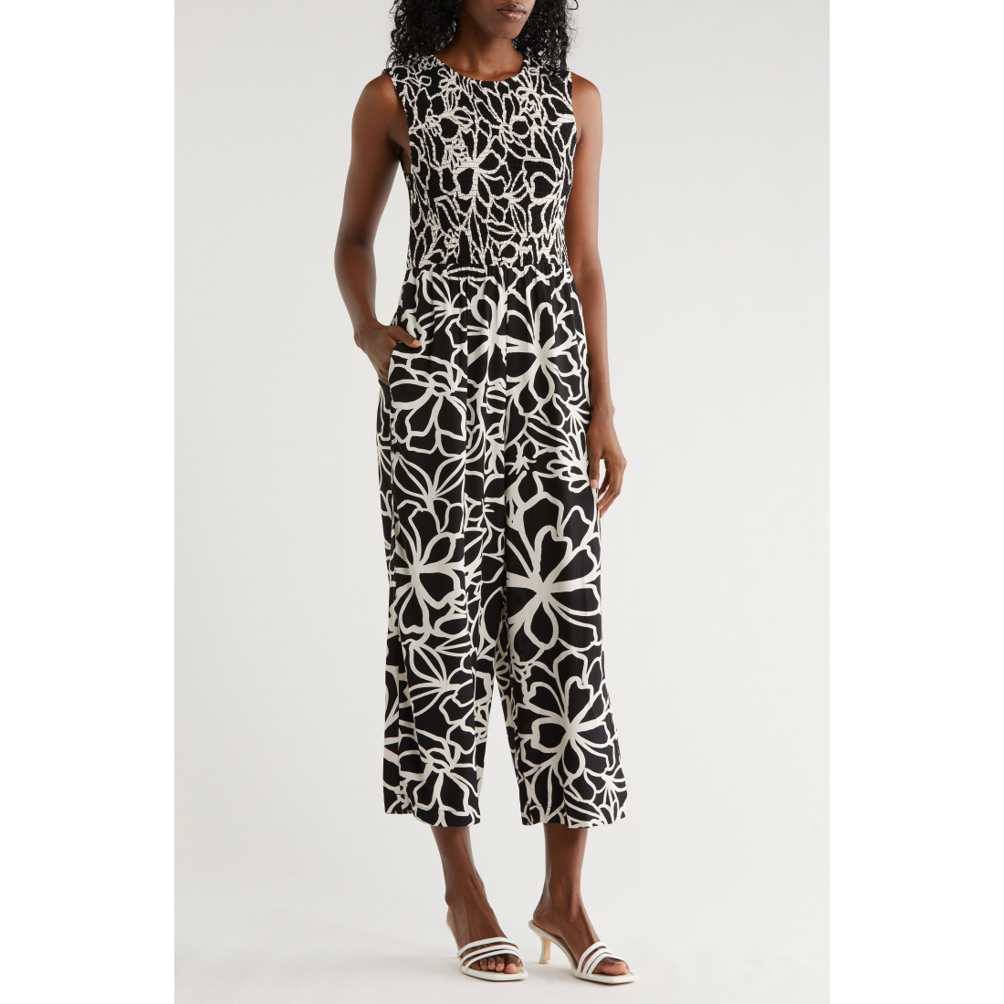 'Big Flowers Smocked' Latzhose für Damen