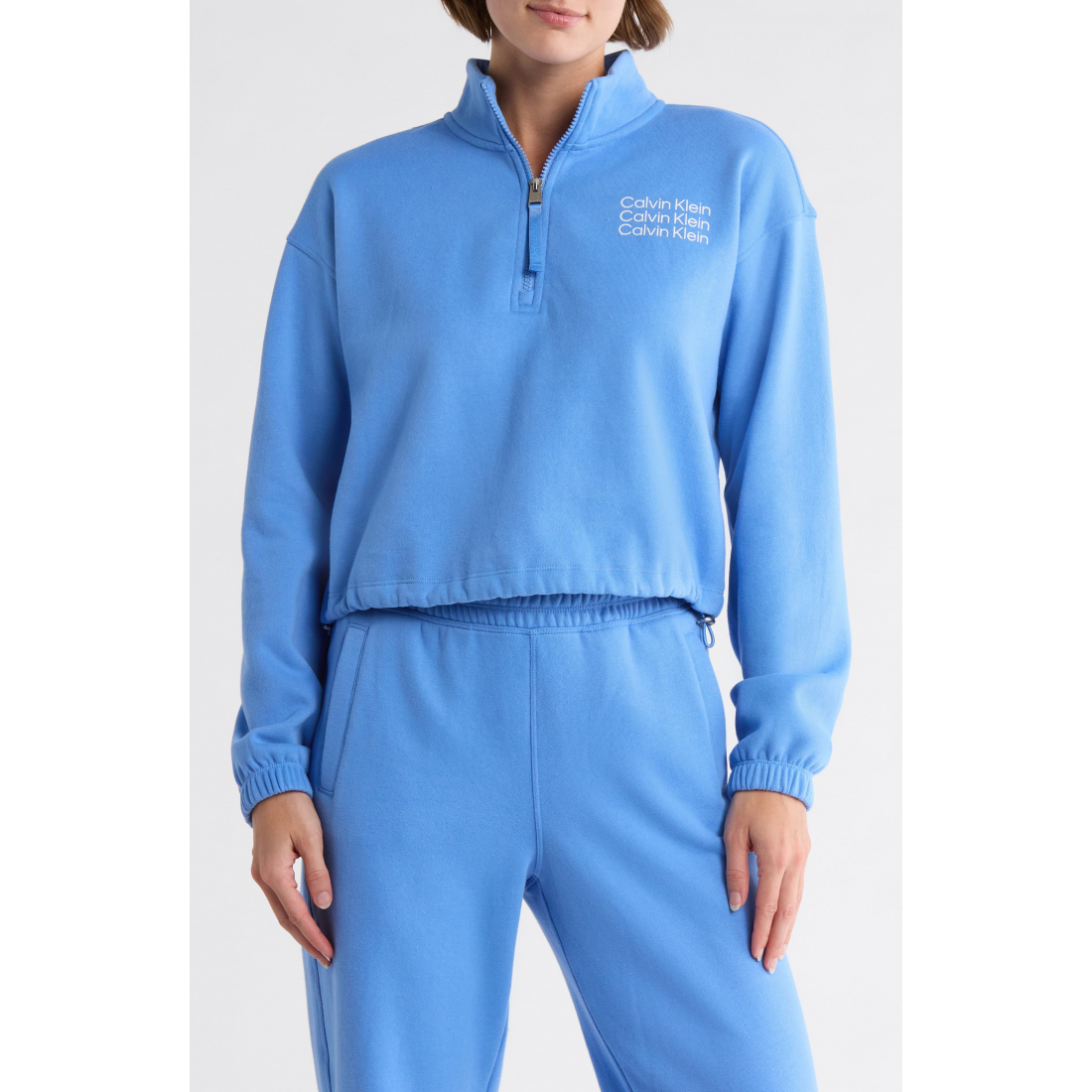 Sweatshirt 'Triple Logo Crop Quarter Zip' pour Femmes