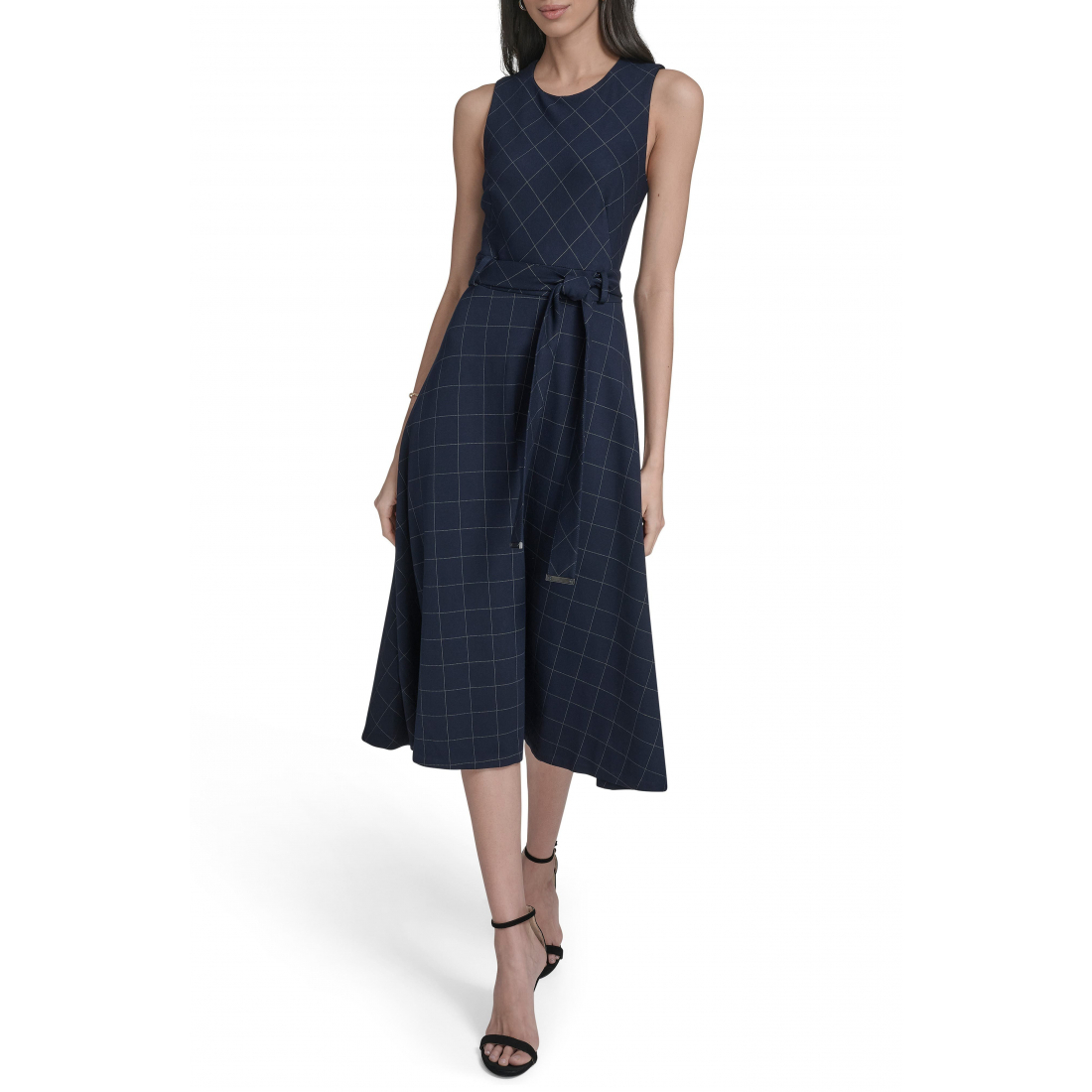 Robe Midi 'Plaid Ponte' pour Femmes