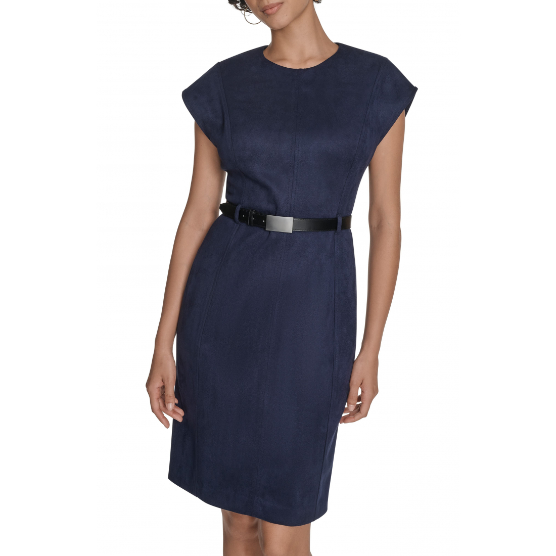 Robe fourreau 'Cap Sleeve Belted Faux Suede' pour Femmes