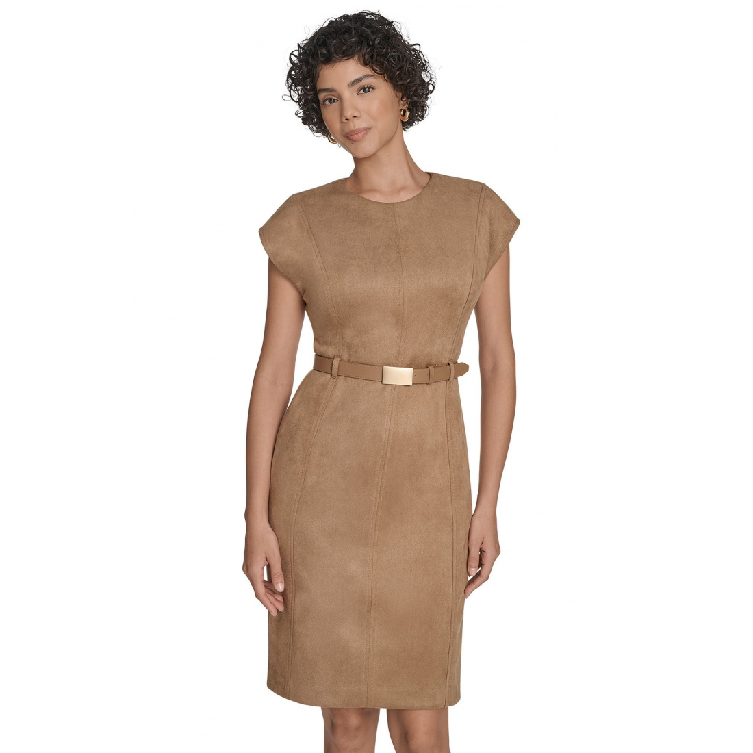Robe fourreau 'Cap Sleeve Belted Faux Suede' pour Femmes