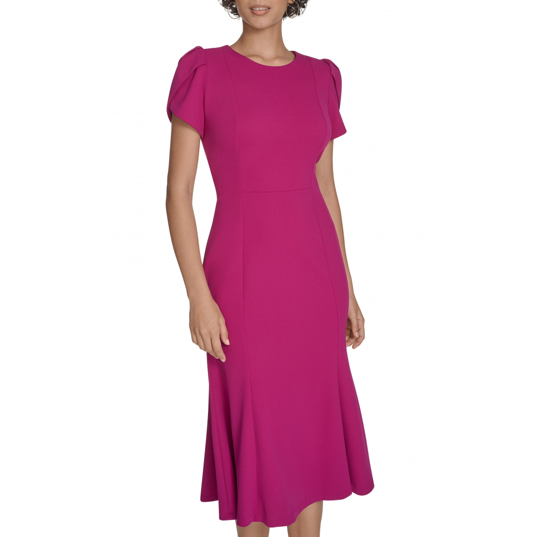 Robe Midi 'Tulip Sleeve Crepe A-Line' pour Femmes