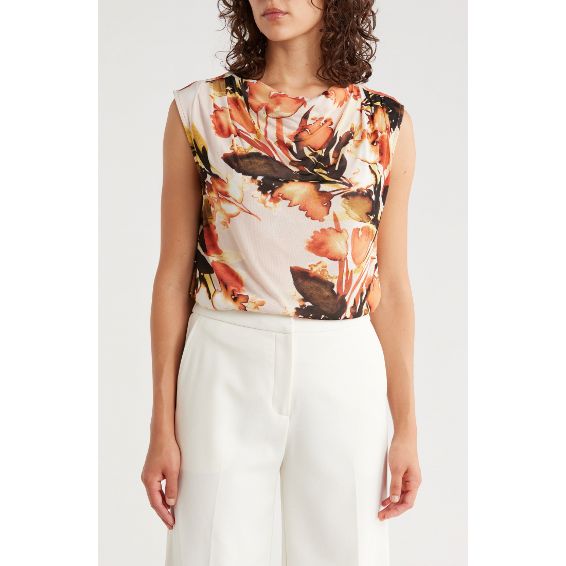 Haut sans manches 'Cowl Neck Mesh' pour Femmes