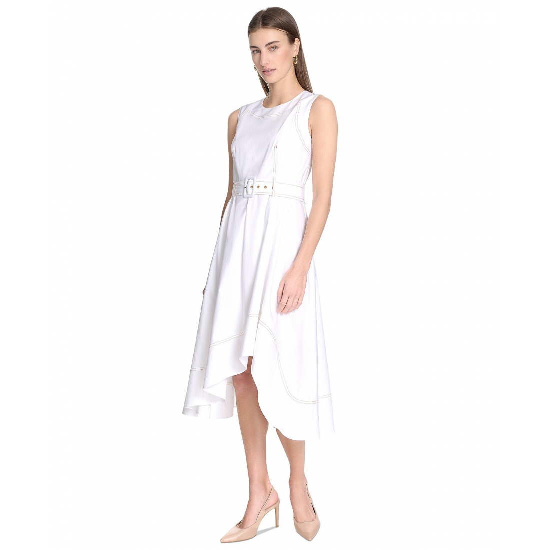 Robe sans manches 'Belted Asymmetric-Hem' pour Femmes