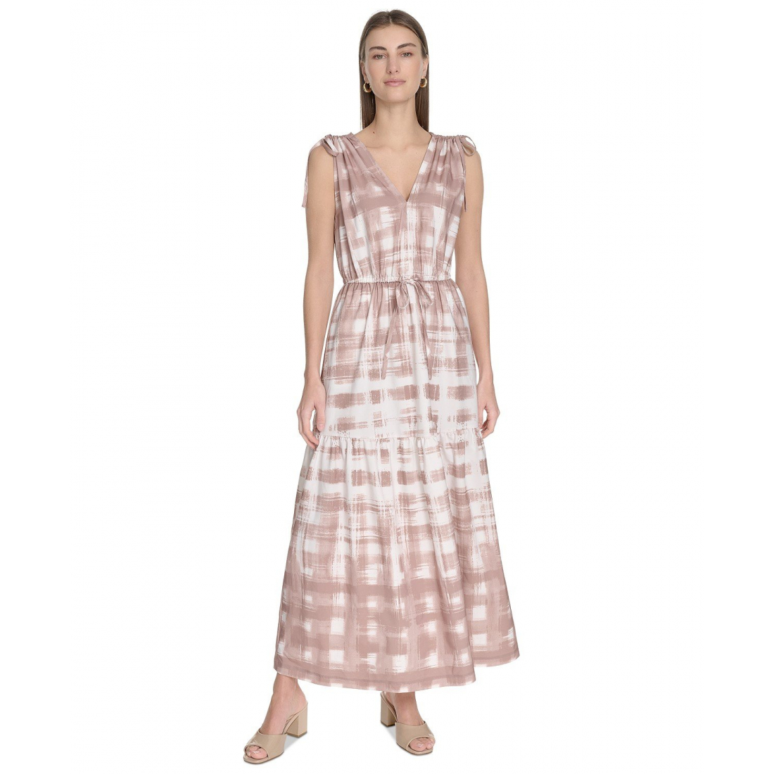 Robe Midi 'Printed V-Neck A-Line' pour Femmes