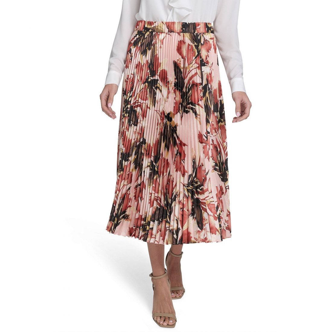 Jupe Midi 'Pleated Floral' pour Femmes