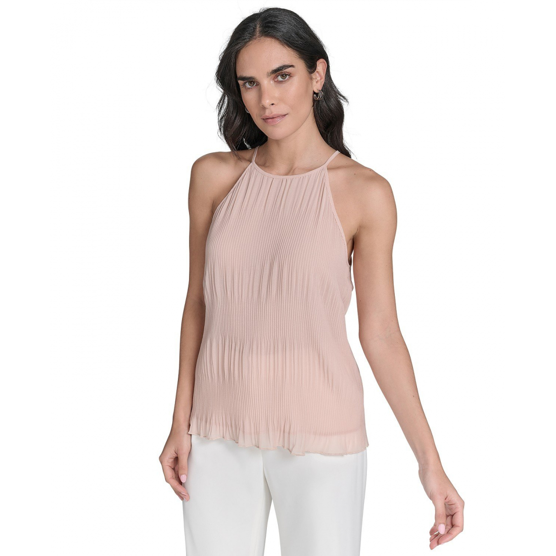 Top 'Pleated Chiffon Halter-Neck' pour Femmes