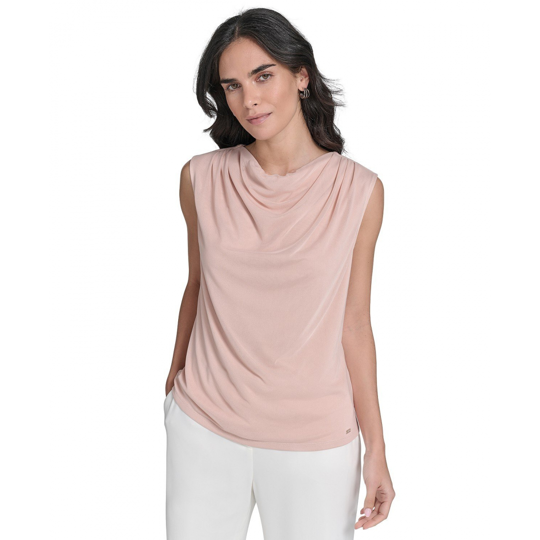 Top 'Sleeveless Mesh Drape-Neck' pour Femmes