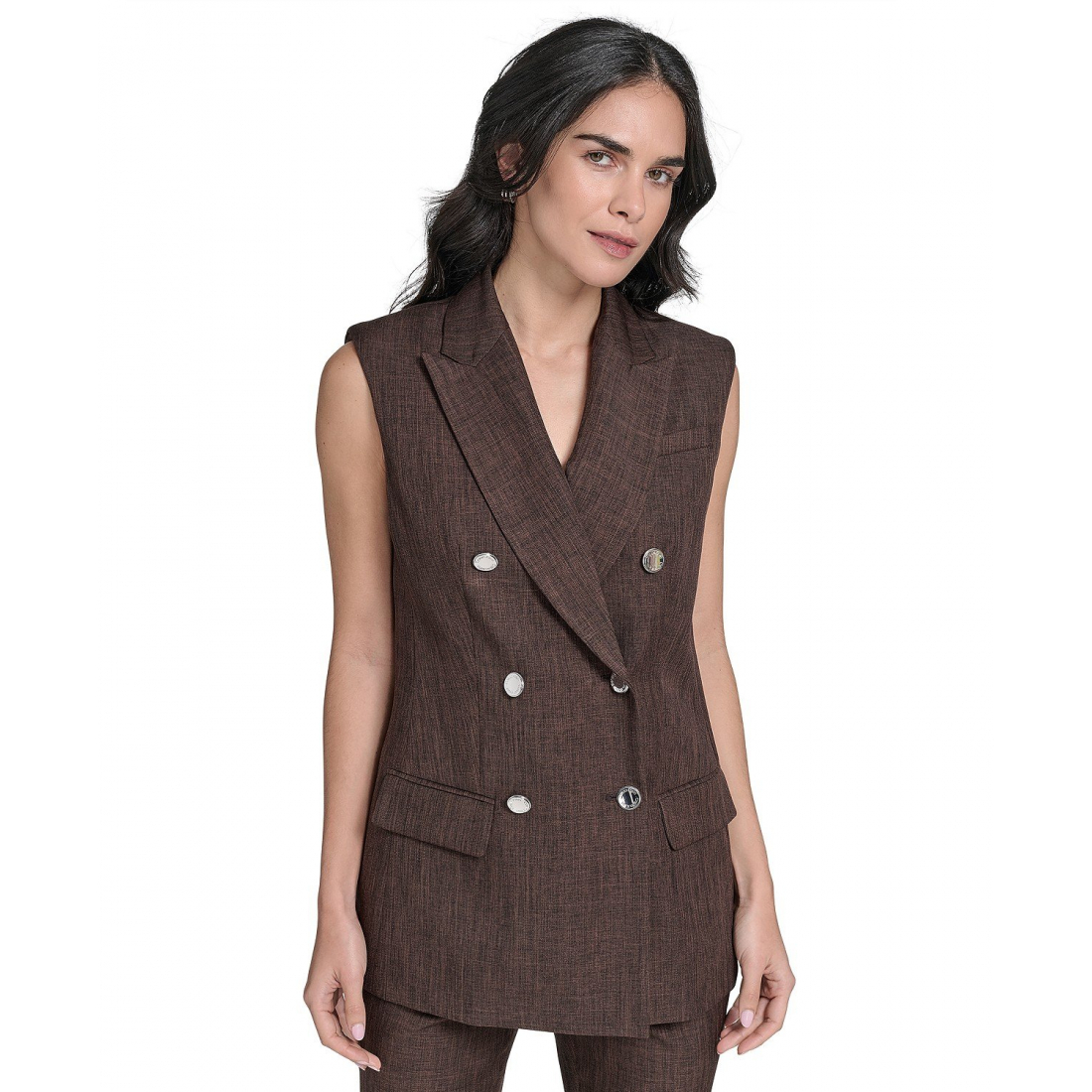 Gilet 'Double-Breasted Textured' pour Femmes
